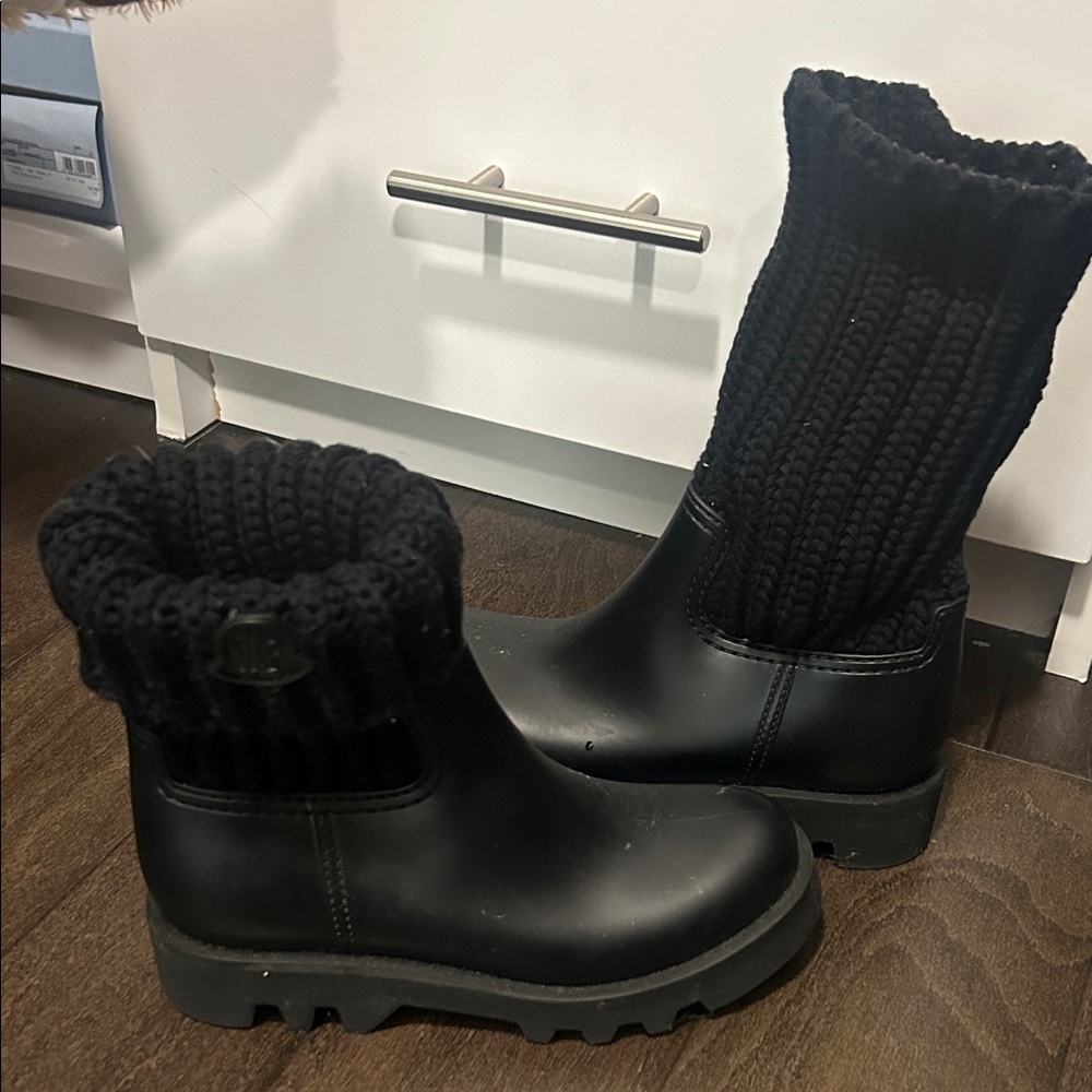 Moncler Black Knit Winter/Rain Boots